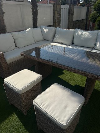 Conjunto Muebles Jardín Ratán y Cristal