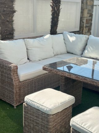 Conjunto Muebles Jardín Ratán y Cristal
