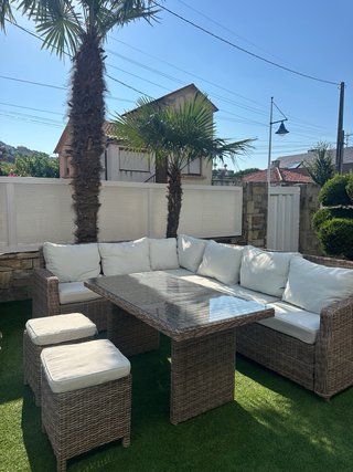 Conjunto Muebles Jardín Ratán y Cristal