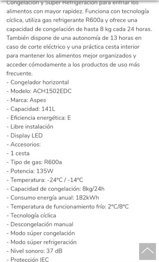 Arcón Congelador Frigorífico Blanco nuevo sin estr