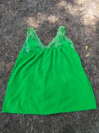Top tirantes verde M/38 encaje floral poliéster