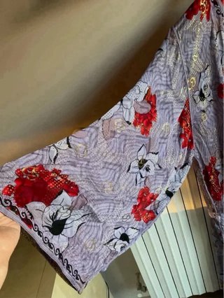 Caftano donna lilla fantasia floreale Vintage