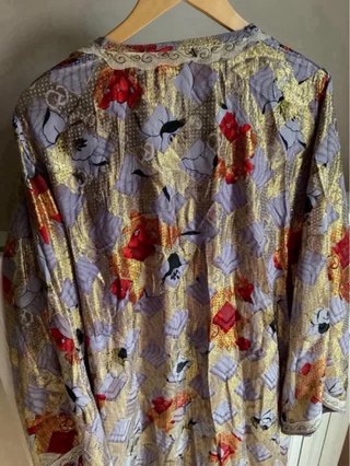 Caftano donna lilla fantasia floreale Vintage