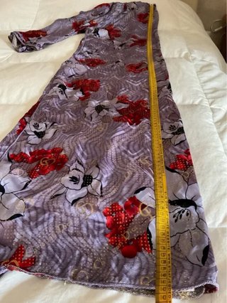 Caftano donna lilla fantasia floreale Vintage
