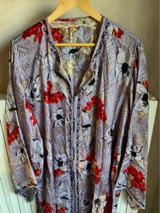 Caftano donna lilla fantasia floreale Vintage