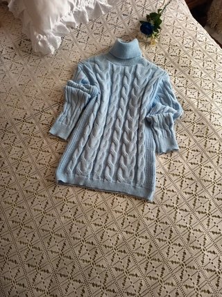 Jersey Lana Azul Cielo Cuello Alto TSM