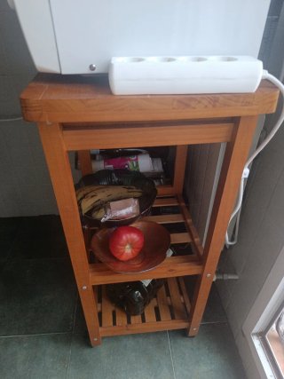 Carro auxiliar cocina madera y metal