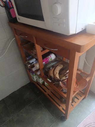 Carro auxiliar cocina madera y metal