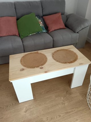 Mesa de centro elevable blanca 90*50*46 cerrada