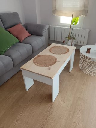 Mesa de centro elevable blanca 90*50*46 cerrada