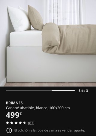 BRIMNES Canapé abatible blanco 160x200