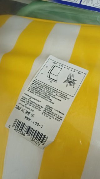 Cojín Silla Reclinable Rayas Amarillas/Blancas