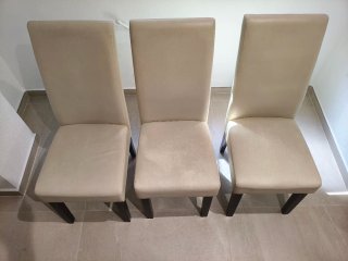 Seis Sillas Comedor Piel Beige