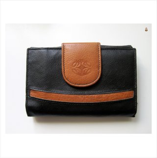 Cartera vintage piel negra y marrón