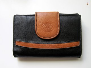 Cartera vintage piel negra y marrón