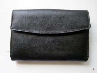Cartera vintage piel negra y marrón