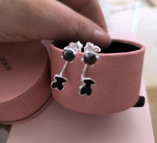 Pendientes Tous Oso Negro Plata