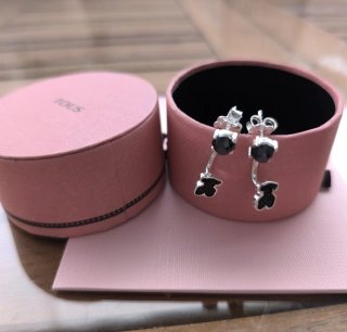 Pendientes Tous Oso Negro Plata