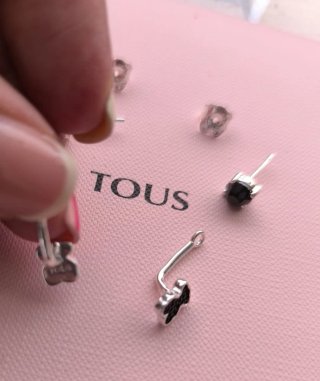 Pendientes Tous Oso Negro Plata