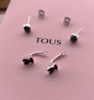 Pendientes Tous Oso Negro Plata