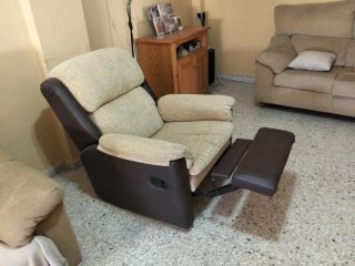Sofá relax tela y piel