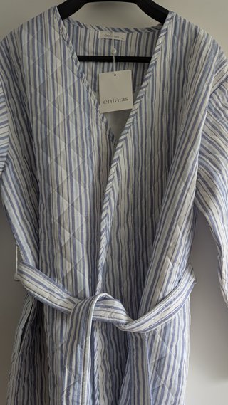 Bata Énfasis Algodón Rayas Azul/Blanco Talla XL