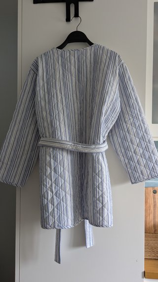 Bata Énfasis Algodón Rayas Azul/Blanco Talla XL