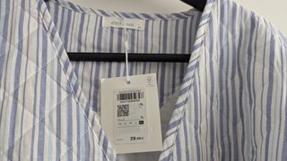 Bata Énfasis Algodón Rayas Azul/Blanco Talla XL