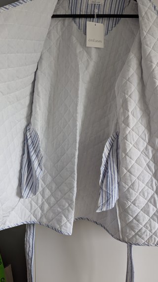 Bata Énfasis Algodón Rayas Azul/Blanco Talla XL