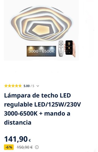 Lámpara iluminación luz Salón comedor Plafon