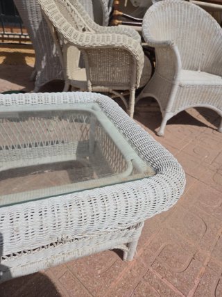 Conjunto Terraza Mimbre Blanco