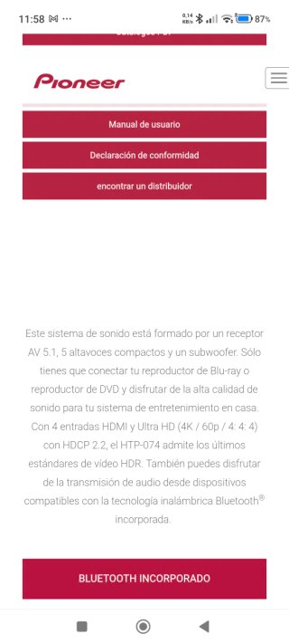 Home cinema 5.1 Pioneer Negro