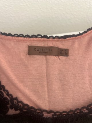 Vestido Cortefiel Negro y Rosa Encaje