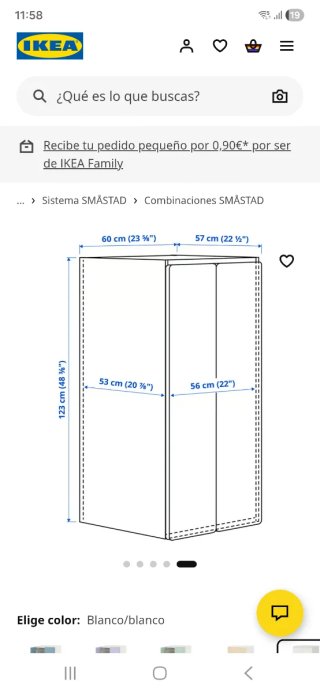 Armario infantil Ikea Smastad/Platsa blanco