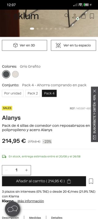 Sillas Sklum Alanys