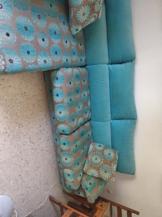 Sofá Chaise Longue Azul y Turquesa extensible cama