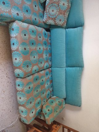 Sofá Chaise Longue Azul y Turquesa extensible cama