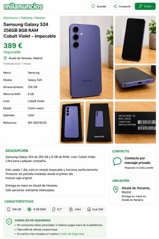Samsung Galaxy S24 256GB Cobalt Violet