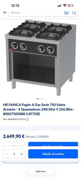 Cocina gas industrial