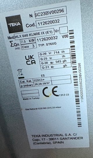 Cocina de gas Teka 4 fuegos HLX 640 KLN0E IX (E1)
