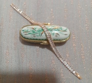 Bracciale tennis stile retrò oro e verde