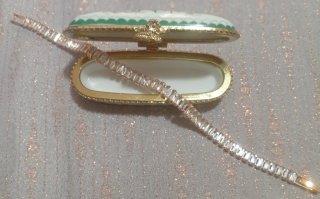 Bracciale tennis stile retrò oro e verde