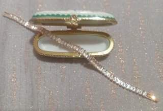 Bracciale tennis stile retrò oro e verde