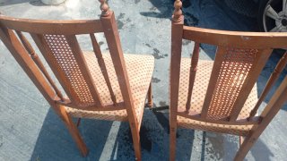 Pareja Sillas Vintage Madera Rattan