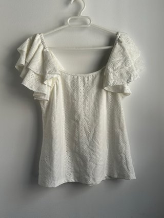Top blanco volantes talla S