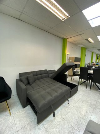 Sofá Cama con Chaise Longue y Arcón 399€