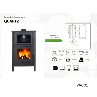 Estufa de leña con horno Quartz 12,4 kW
