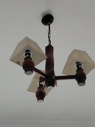 Lámpara de techo rústica madera y tela