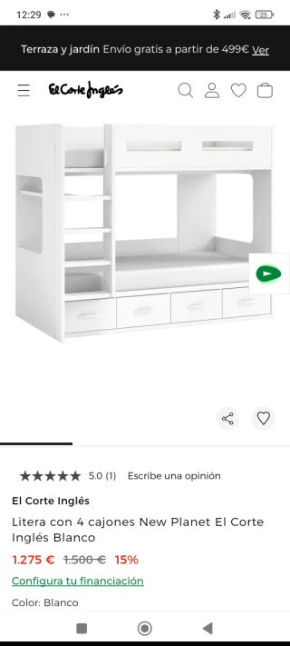 Litera blanca de El corte ingles.