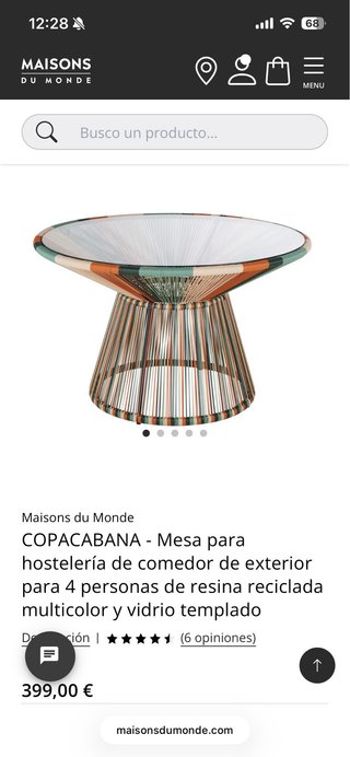 Mesa redonda exterior 120cm y 4 sillas